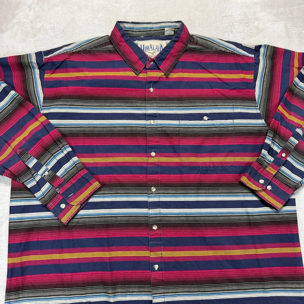Vintage Himalaya Outfitters Shirt Men's Big 2XL‎ Button Down Multi Color Striped